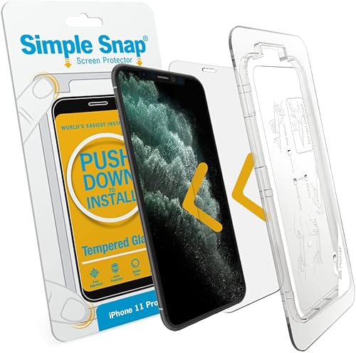 Simple Snap Protector de pantalla de vidrio templado compatible con iPhone 11 Pro Max, protección invisible de alta calidad que no tiene huellas