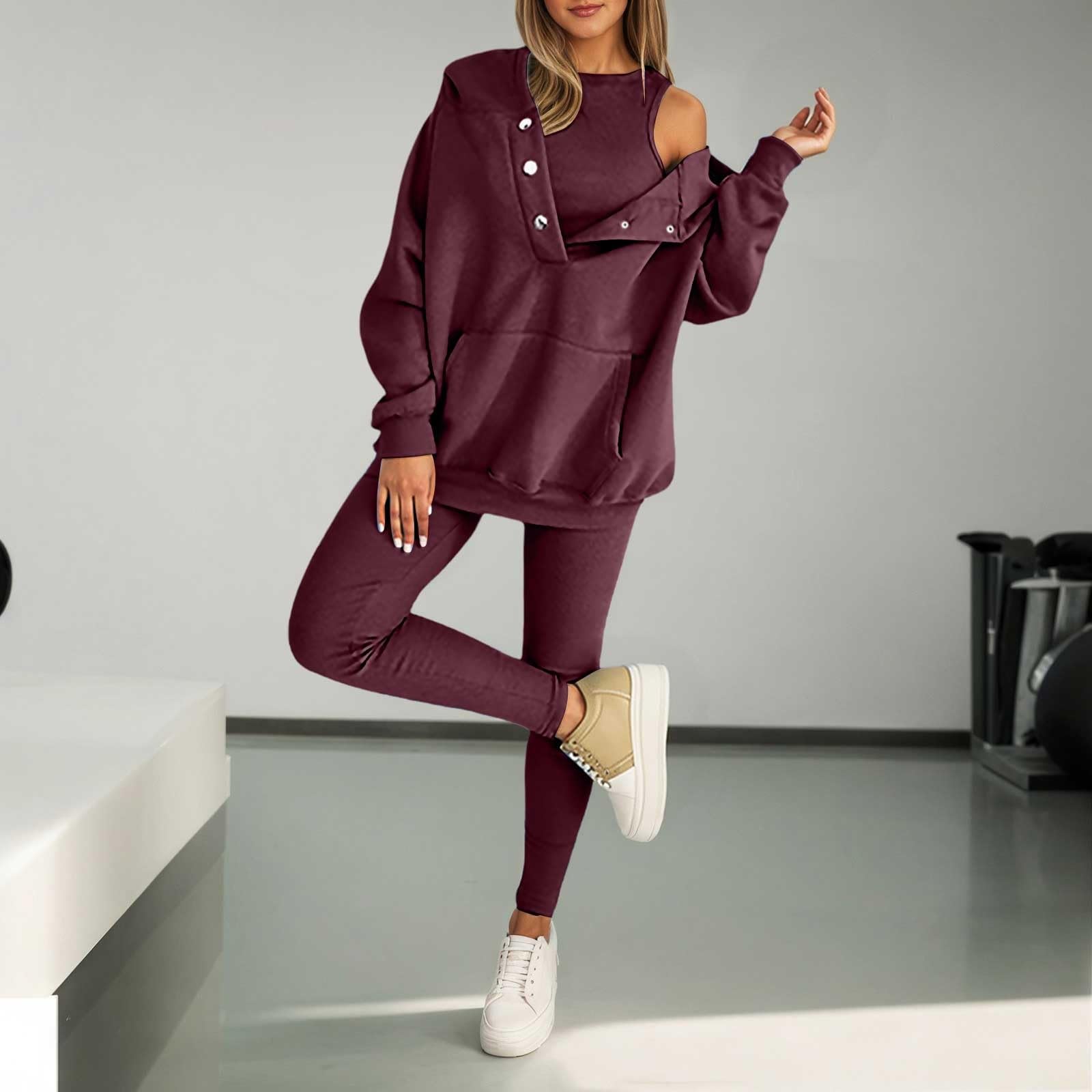 Felpa con cappuccio, gilet e pantaloni da uomo, set da 3 pezzi, casual, da jogging, per autunno, inverno, sport all'aria aperta e vacanze.