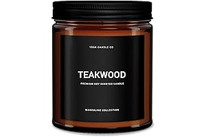Teakwood: Wood Candle for Men - Long Burning Masculine Soy Wax Candles for Home