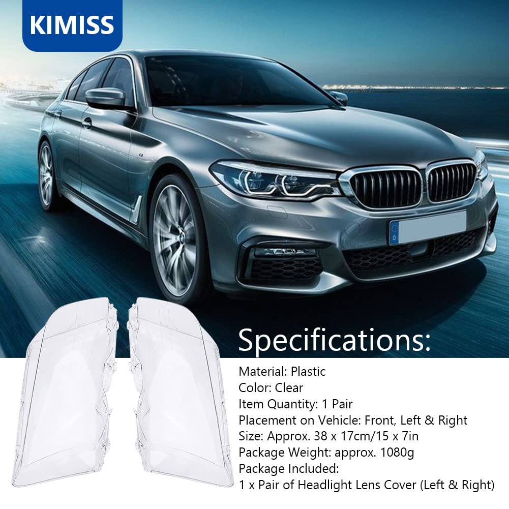 KIMISS 1 Paar Scheinwerfer Glasabdeckung Links und Rechts E46 Scheinwerferabdeckung 3 Series 1998-2001 4 Türer