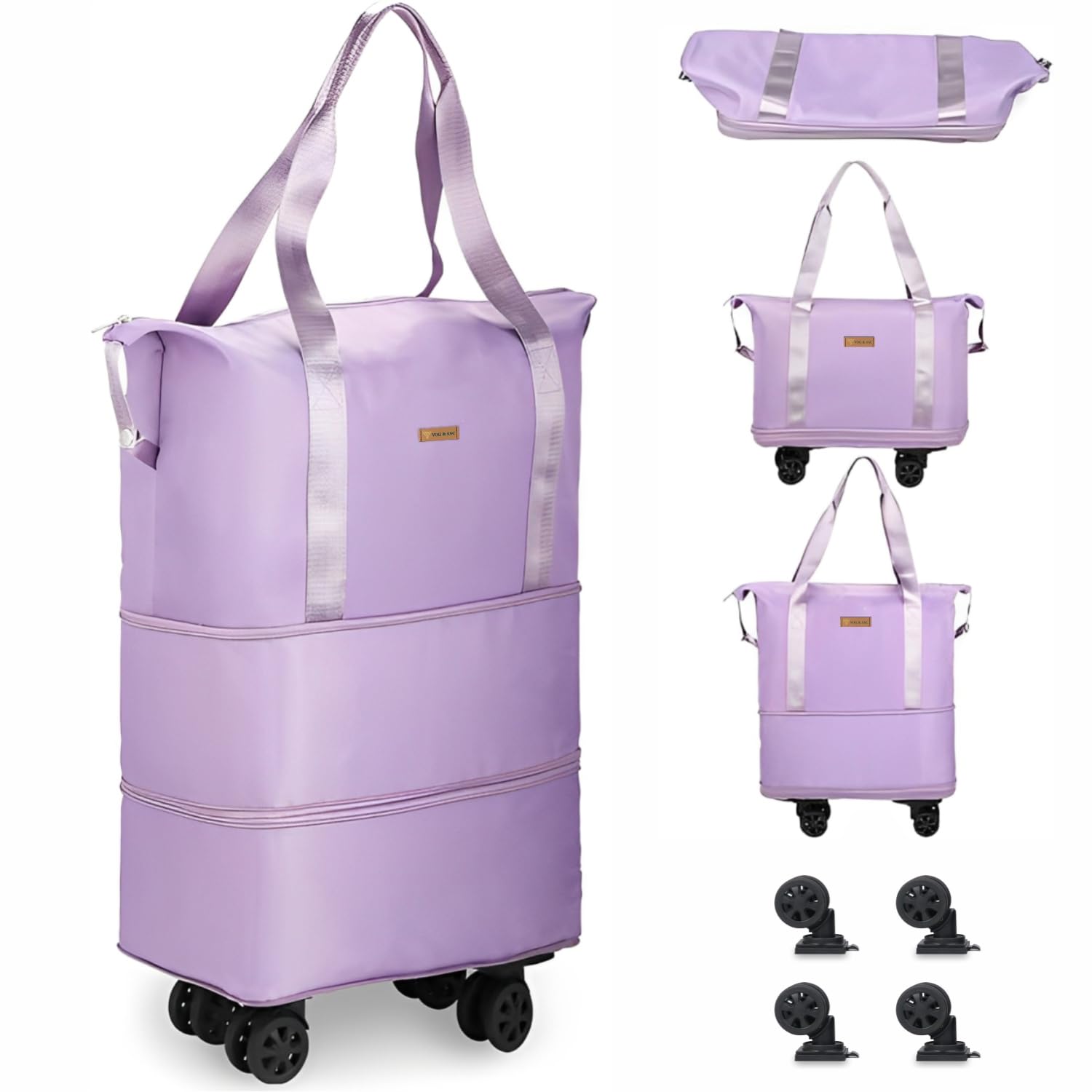 VASUDEV ENTERPRISE Expandable Rolling Duffle Bag with Wheels and Handle, Foldable Travel Luggage Bag with Heavy Duty Wheels, Multi-Layer Lightweight Cabin Carry on Trolley Duffel Bag-picture-10