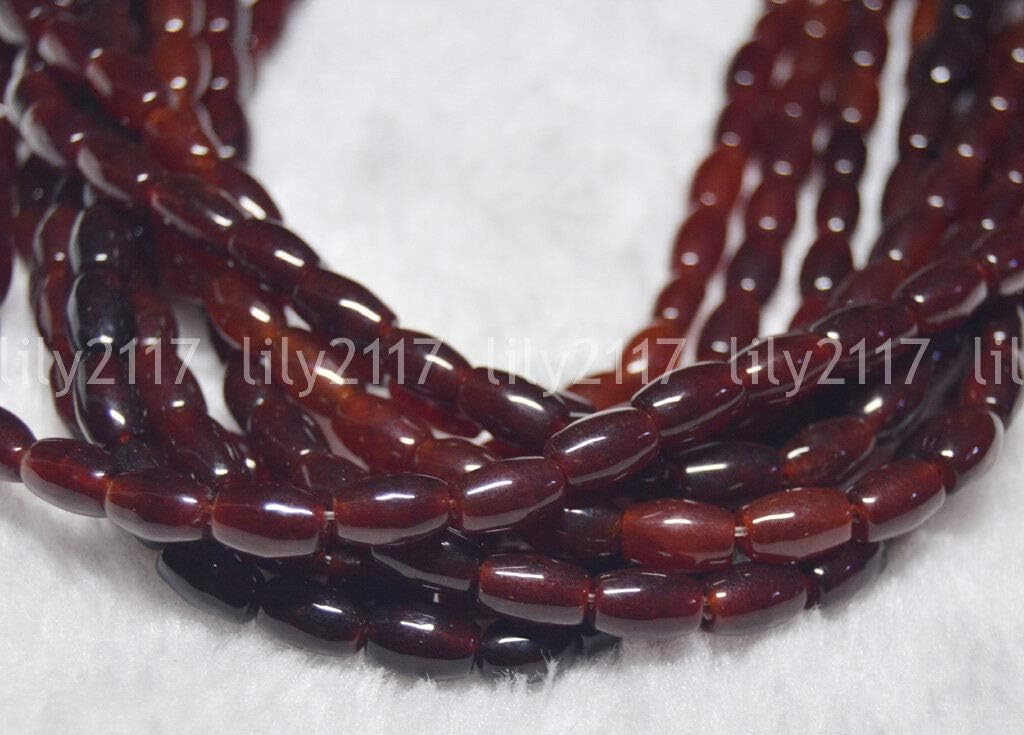 Stone Wholesale Dark Red 5x9mm Garnet Gemstone Rice-Shaped Loose Beads 15" Strand - (Qty:3 Strand)