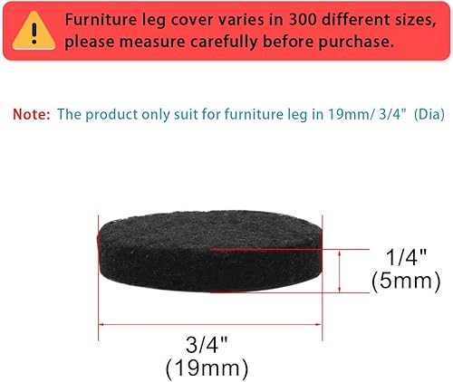 Miniatura 2 de uxcell 100 almohadillas redondas de fieltro para muebles, de 34 pulgadas, autoadhesivas, antideslizantes, antiarañazos, para sofá, gabinete, silla,