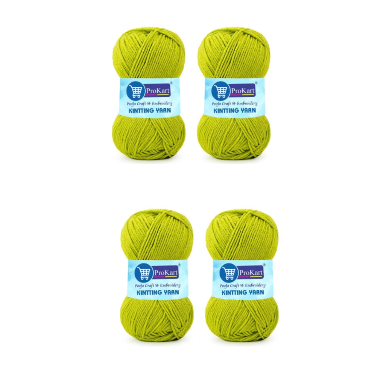 ProKart Premium Woolen 4 ply Hand Knitting Wool Yarn | Fine Weight Knitted for Sweater, Scarf, Hat, Gift Bags & DIY Craft Accessories Projects (1 Ball/100 Gram Each) (Gold Green, 100gms x 4 Pack)
