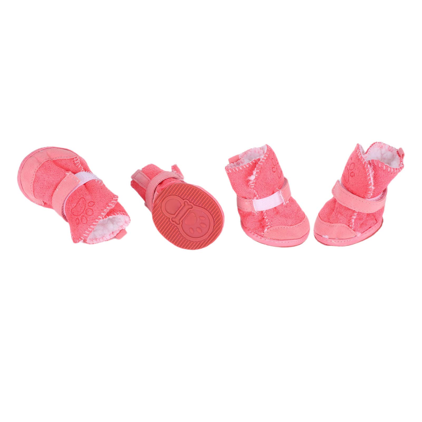 Muiltvoe Winter Warm Dog Boots, Protector Non Slip Rubber Sole with Hook Loop Strap, for Small Medium Large Dogs Outdoor Snow Play (Type 1)