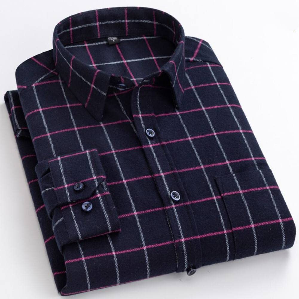 Camicia in Cotone A Maniche Lunghe da Uomo,Camicia Casual da Uomo A Maniche Lunghe, Camicia Scozzese da Uomo A Maniche Lunghe con Taschino sul Petto Camicia in Cotone Caldo Camicia Regular Fit in Co