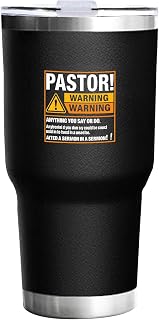 Travel Coffee Tumbler 30 oz PASTOR Warning Sign Tumbler with Lid and Straw Insulated Tumblers Stainless Steel Tumbler