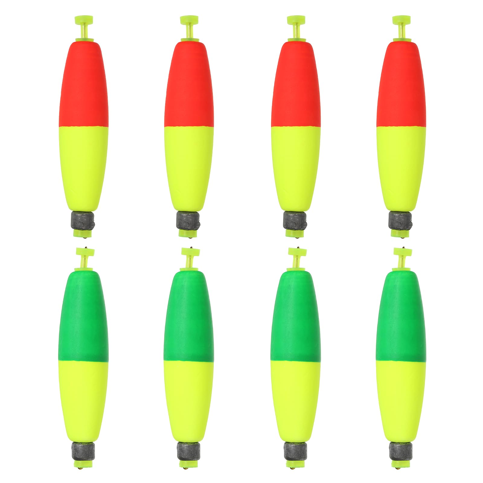 YELARXI Fishing Floats, 3In Float Slip Bobber with Weight Pendant Fishing Tackle for Saltwater Freshwater Fishing Tackle (8 Pack, Red/Green)
