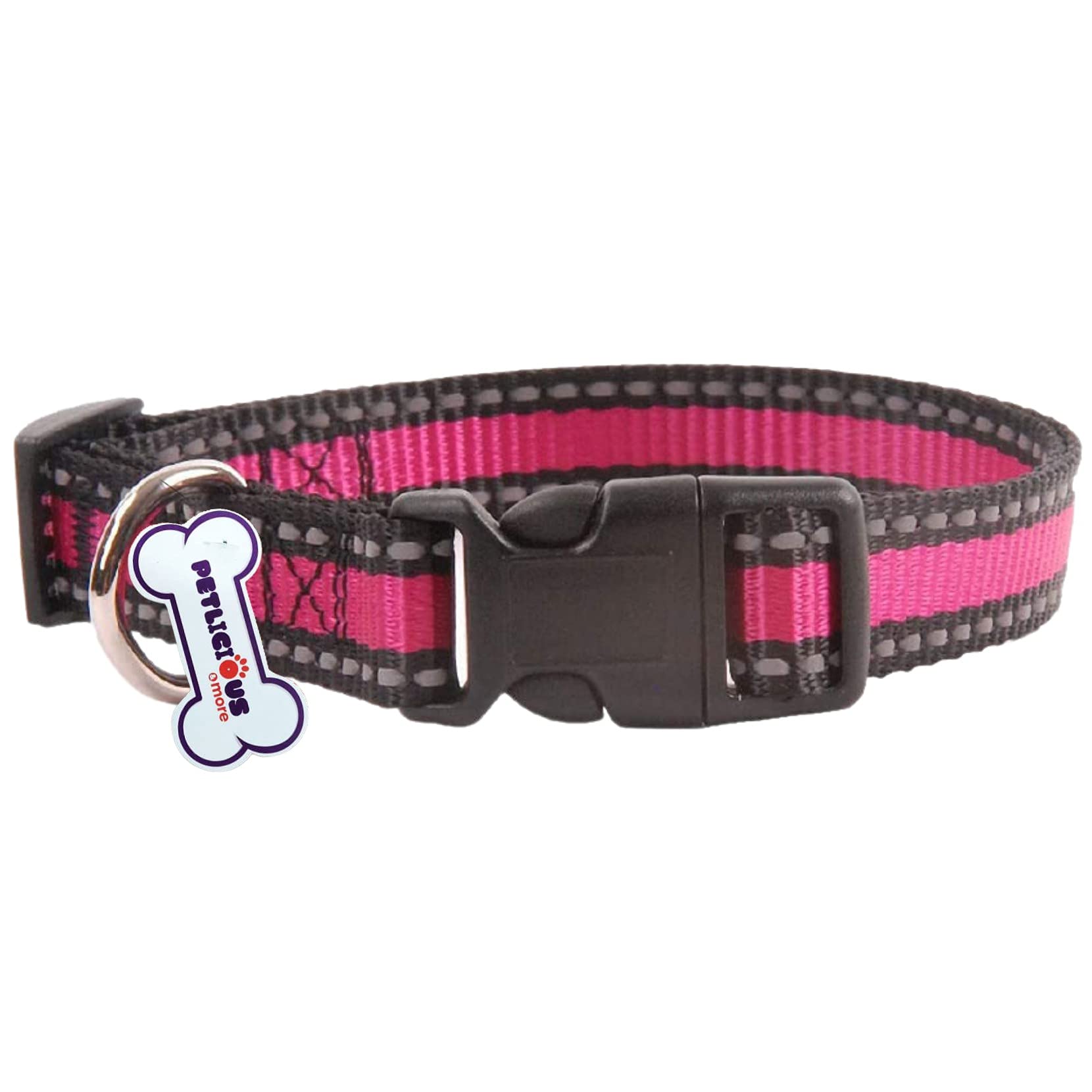 Petlicious & More® Nylon Made 19 mm Reflective Collar for Small & Medium Size Adult Dogs (Adjustable Size - 12" to 22" Inch Neck, Color - Pink) (B09H62TGT6) Amazon Price History, Amazon Price Tracker