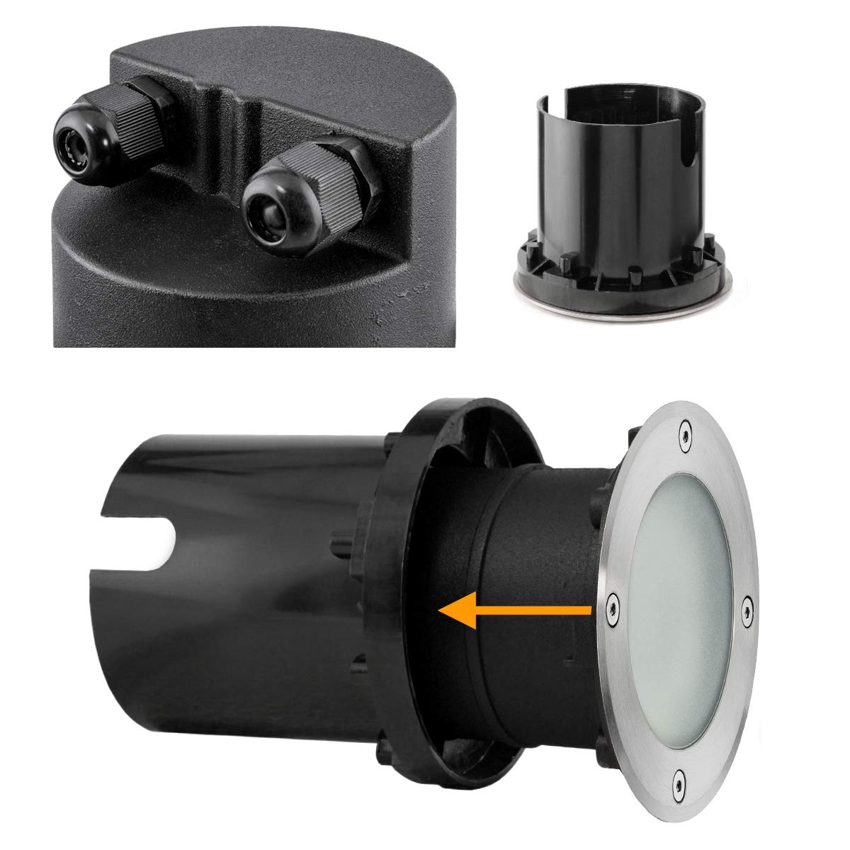 SSC-LUXon VISKOS - Foco empotrable para suelo (4 unidades, cristal transparente y lechoso, IP67, transitables, redondos, GX53 (sin bombilla)