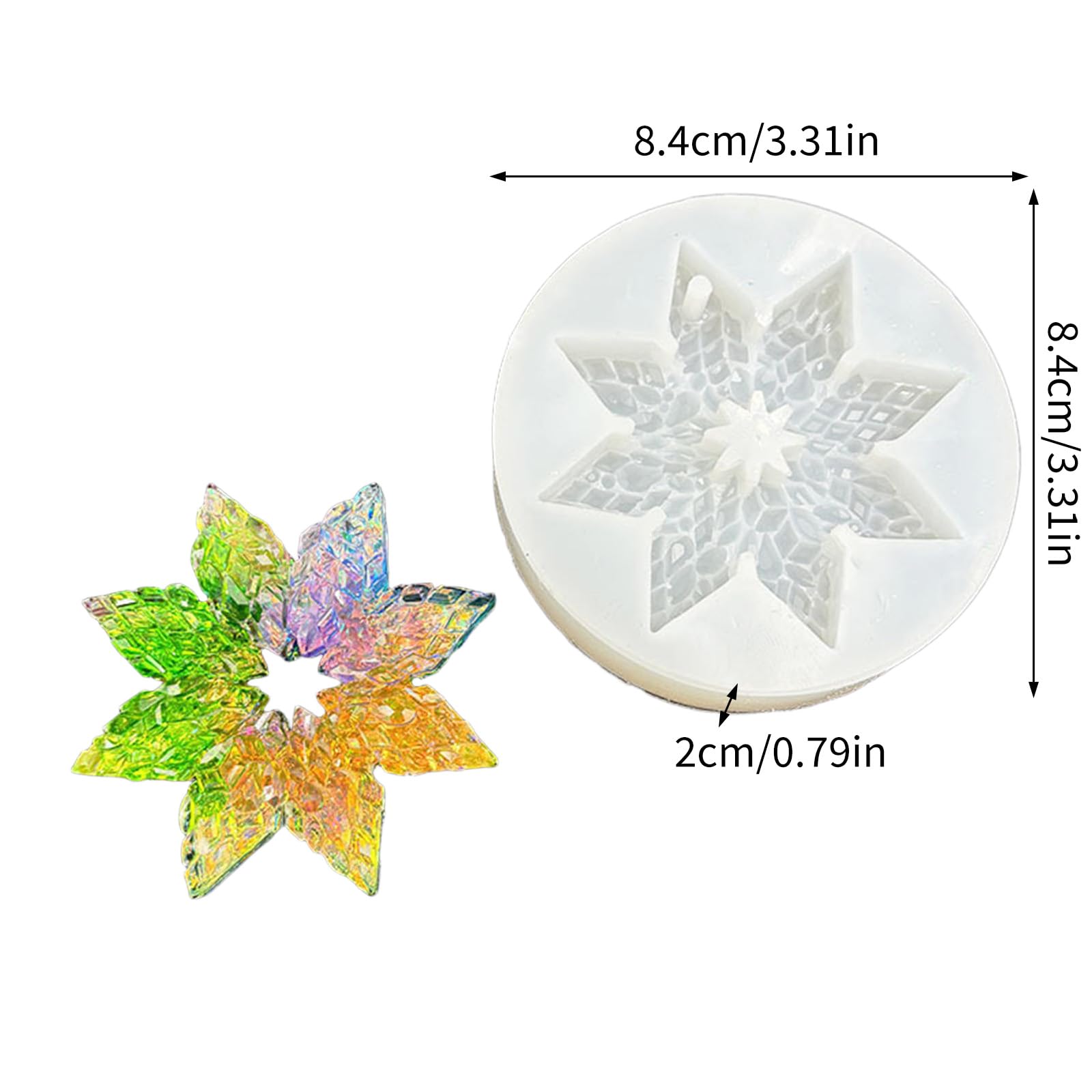 Stampo in silicone creativo a forma fiocco neve per artigianato in resina Decorazione natalizia Portachiavi Ciondolo Creazione stampi Stampo in resina per ornamento ' albero Natale