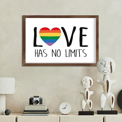 Miniatura 6 de Nintydays Love Has No Limits Wooden Wall Table Sign Rustic Decor Rustic Progressive Pride Gay LGBTQ Rainbow Signs Retro Wooden Plaque Sign for Home