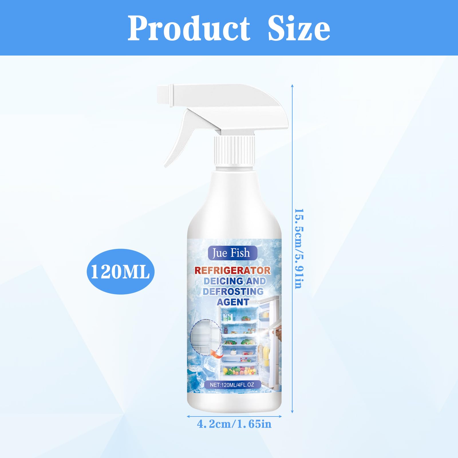 Hainue Środek do czyszczenia zamrażarki, spray do odmrażania w sprayu 120 ml, spray do zamrażalnika, do lodówek, odmrażania