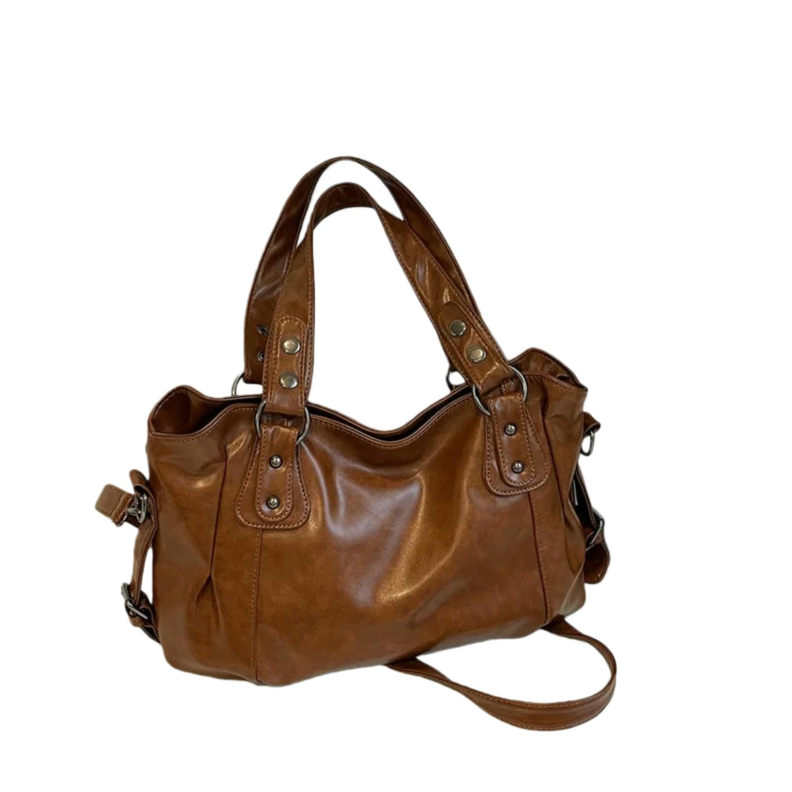 Gyios Women's Brown-B-36X25x15cm Bag ’S Large Capacity Soft Leather Hobo Handbag, Stylish Shoulder And Messenger Bag