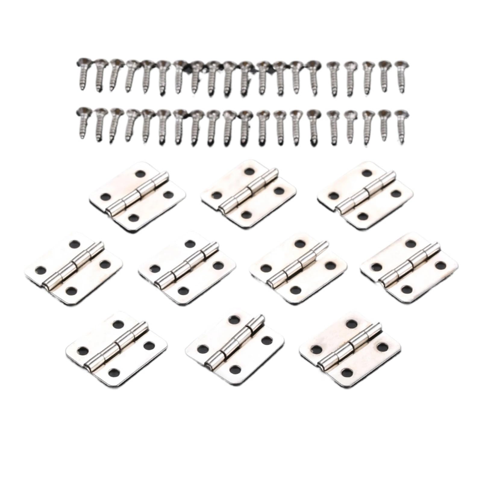 10pcs Hinges with Screw 4 Holes 18 * 16mm Cabinet Wooden Hinges(Silver)