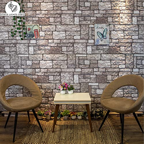 Dundee Deco 3D Wall Panels Faux Brick - Cladding, Grey Stone Look Wall Paneling, Styrofoam Facing for Living Room, Kitchen, Bathroom, Balcony, Bedroom, Set of 5, Covers 27 sq ft by Dundee Deco - Used condition - Image 4