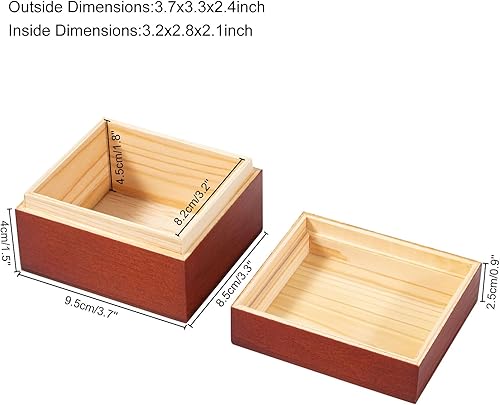 Miniatura 3 de Caja de madera pequeña vintage con tapa, 2 piezas de 3.74 x 3.35 x 2.36 pulgadas, cajas de madera rústica para manualidades, pasatiempos y