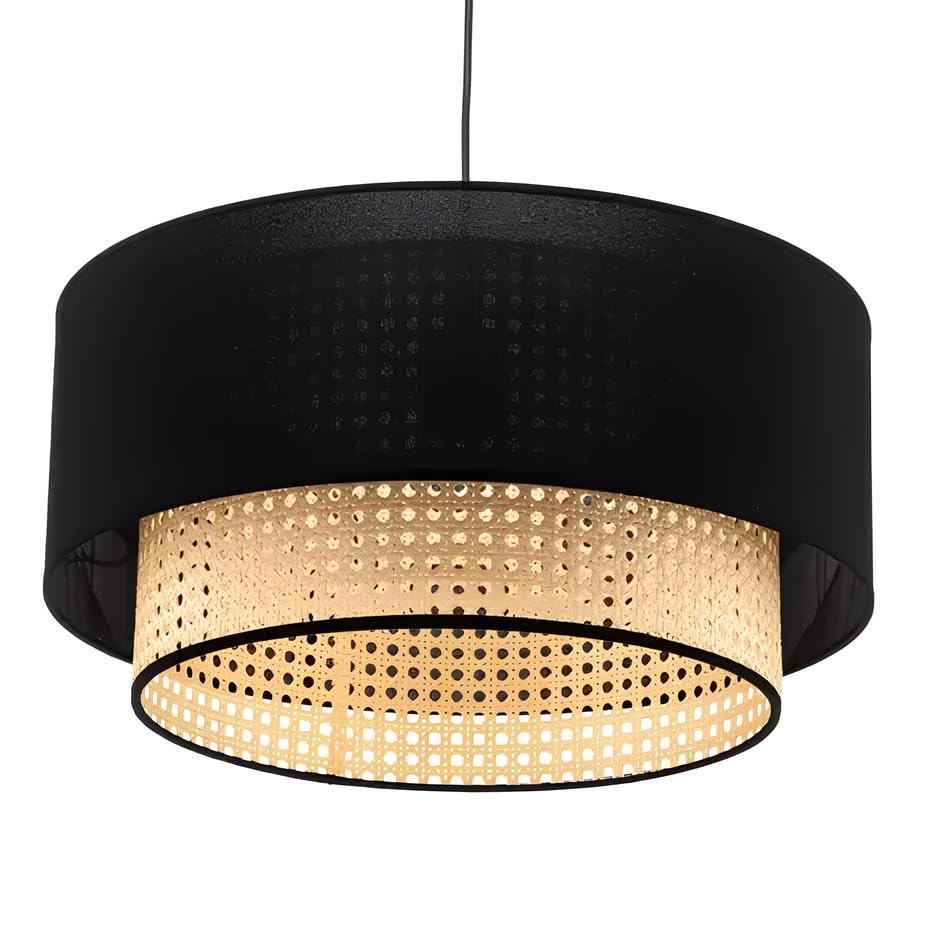 Image of AKWAY Rattan Hanging Lamp for Bedroom | Bamboo Ceiling Light | Cane Pendant Lamp for Living Room, Dining Room, Office, Cafe and Home Decoration - (14 D x 10 H) - Nandini