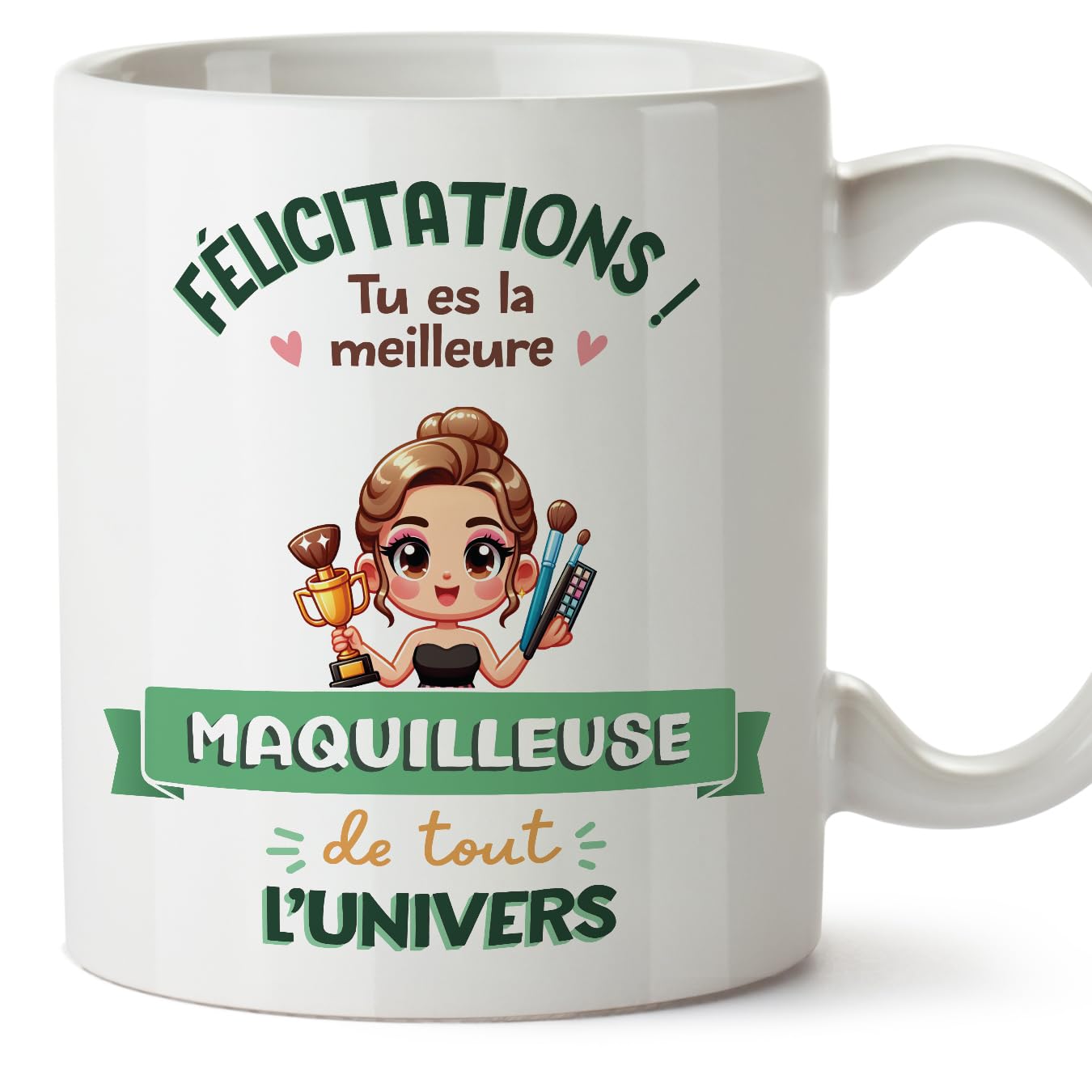 MUGFFINS Make-UP Artist Woman Mug - in French - Meilleur Univers Trophée - Funny Gift for Colleagues - Ceramic 11oz Mug — image 1