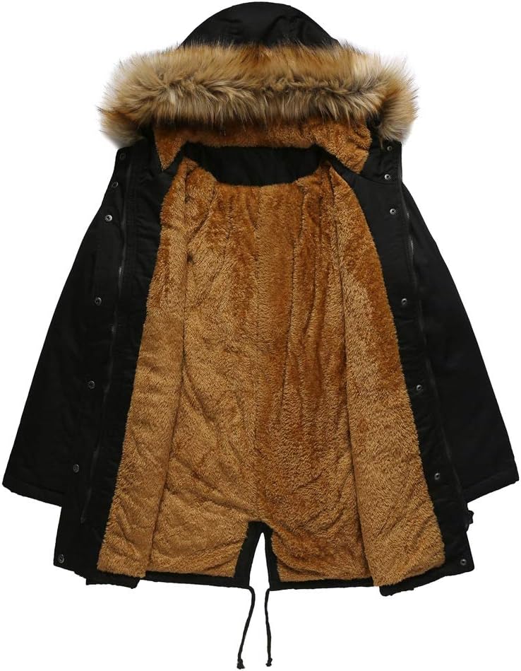 Women's Winter Coats Thicken Military Parka Jacket Warm Sherpa Lined Heavy Parka Anoraks with Fur Hood Coat Outerwear