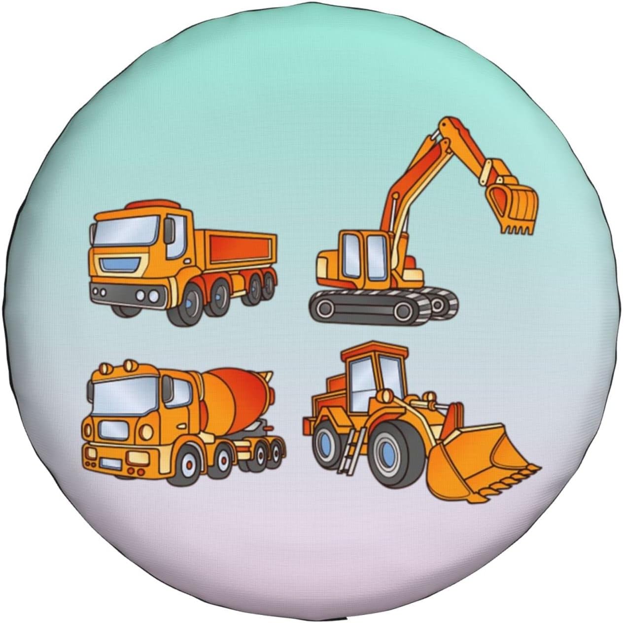 Excavator Concrete Mixer Trucks Boys Construction Gifts Tire Cover Universal Spare Wheel Tire Cover Wheel Covers for Trailer RV SUV Truck Camper Travel Trailer Car Accessories Valentine's Day 16 inch