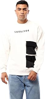 ريفين سويت شيرت رجالي مطبوع عليه "Survivor" ابيض سهل الارتداء