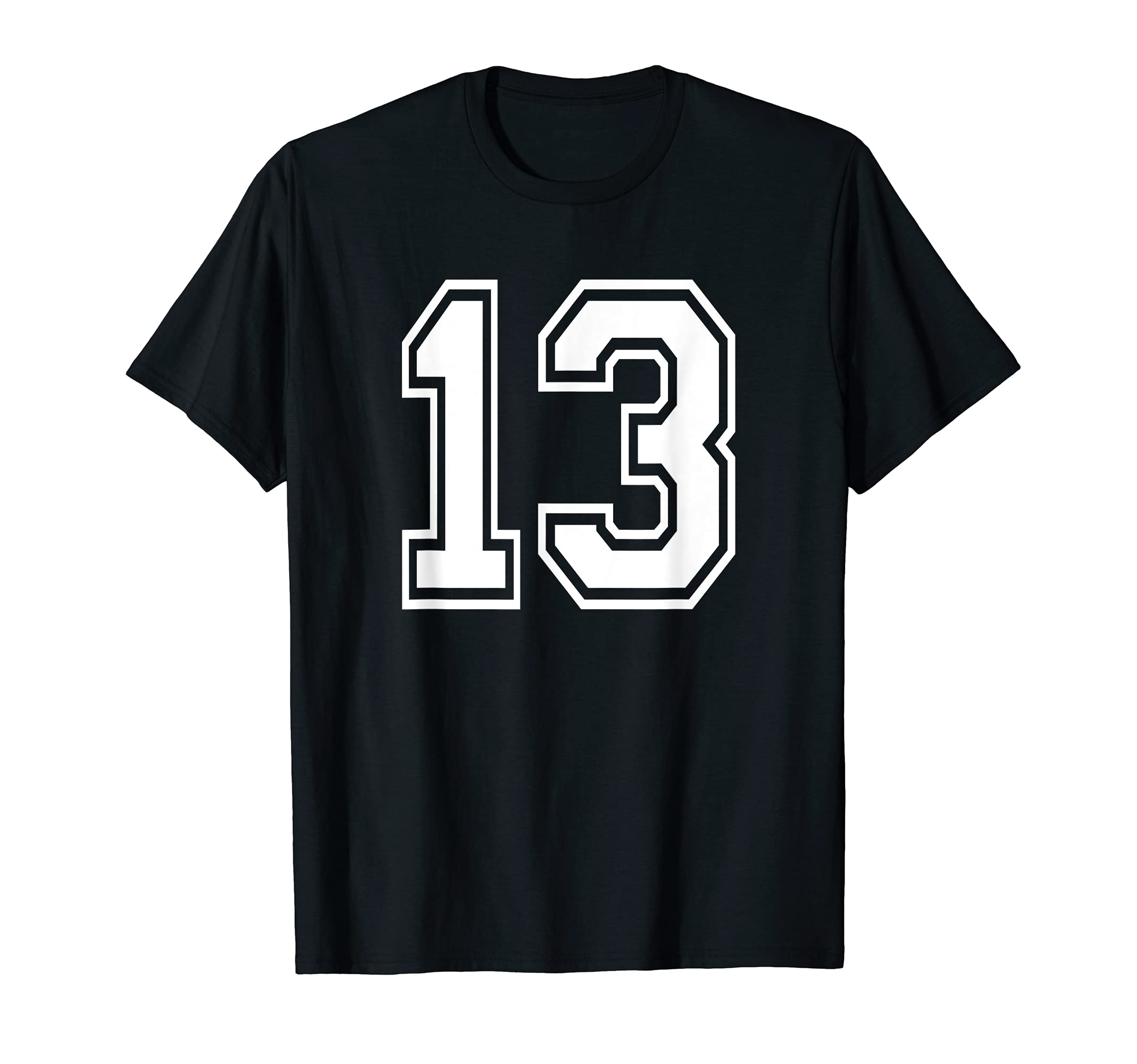 Numbered Team ApparelNumber 13 Numbered Uniform Sports Jersey Team 13th Birthday T-ShirtOEKO-TEX STANDARD 100