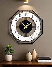 Stayleaf Metal Hexagon Silent Wall Clock for Living Room | Non-Ticking Antique Large Wall Clock for Bedroom, Office, Hall, Drawing Room | Modern Decorative Hanging Wall Watch for Home Decor Item