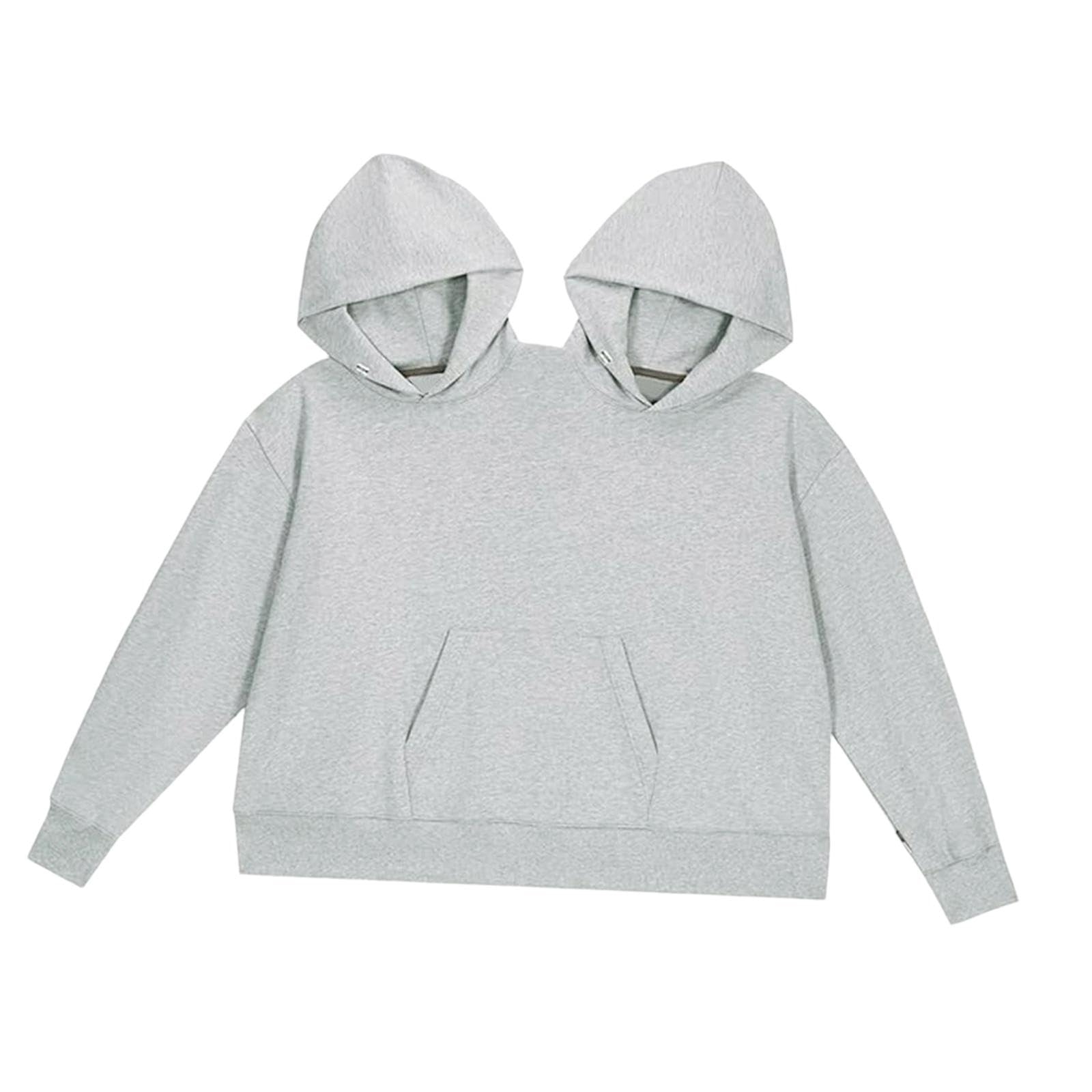 Couple Hoodie Oversized Outerwear Fashionable Intimate Matching Sweatshirts gray-image-39