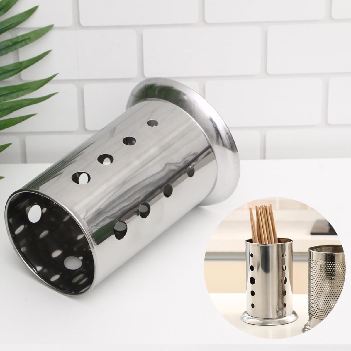 Hemoton 2 Pcs Chopsticks Holder Utensil Rack with Hole, Stainless Steel