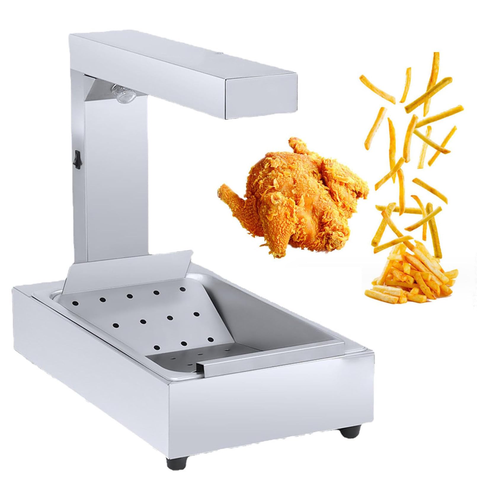 Lampada riscaldante per alimenti per uso commerciale, per esposizione da bancone, mantiene patatine fritte e churros caldi e croccanti