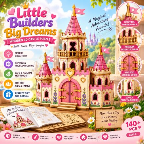 Image of The Little Ones Building & Construction Sets - 210+ PCS Castle Building Block Toys for Girls Toys for Kids Birthday Gifts DIY STEM Educational Toys for Girls Aged 8-14 Years [Fairy Dream Castle]