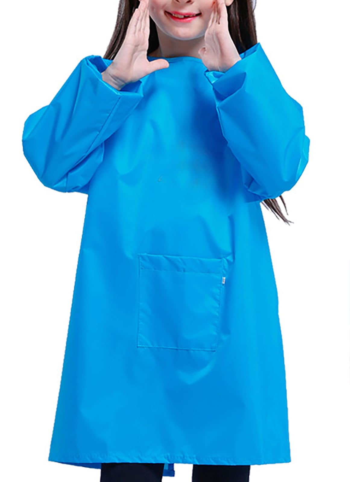 Yiqeenho Kids Art Smock Waterproof Painting Apron Artist Smocks for Children Long Sleeve Smock with Pocket Blue 2XL Fit Height 115-130CM