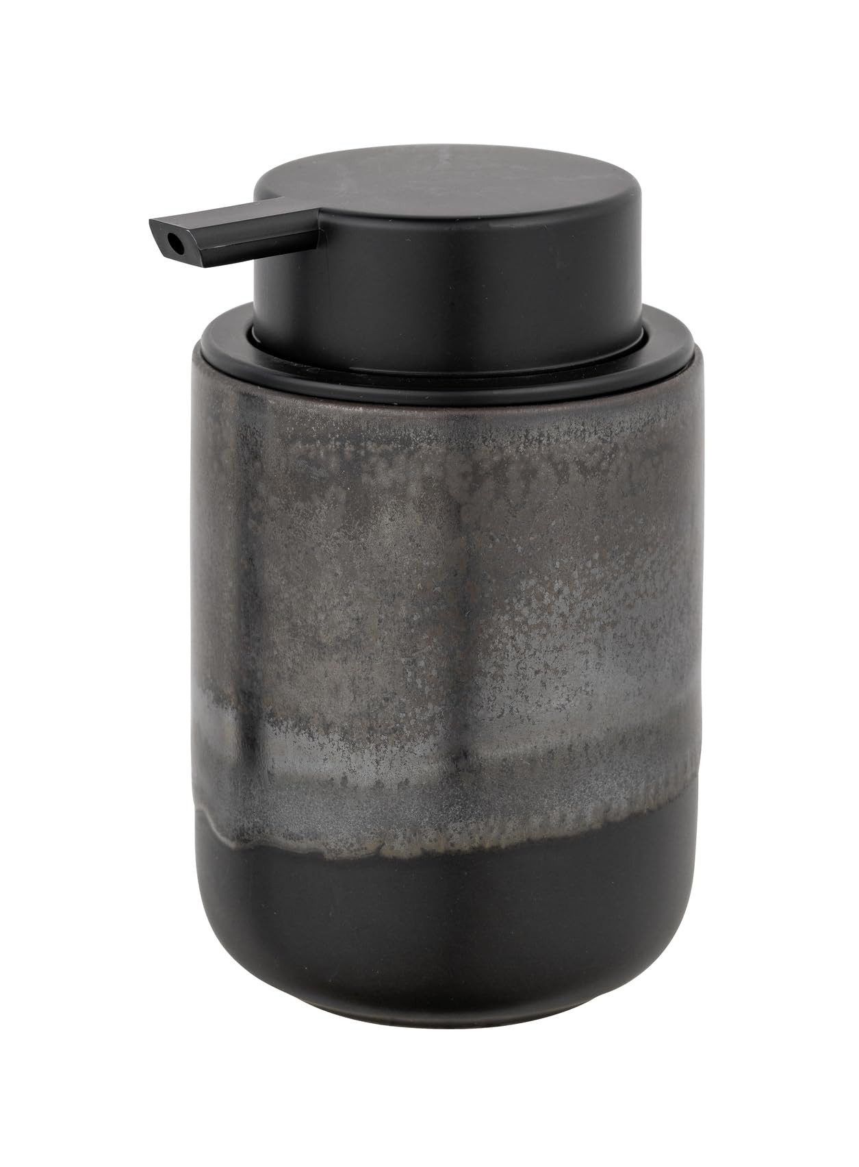 Schöner Wohnen Kollektion Bad-Accessoire Set Mod. RIOLO 3-TLG aus hochwertiger Keramik mit Effektglasur in Dunkelgrau inkl. WC-Garnitur und Seifenspender Maße 38,5 x 11,5 cm