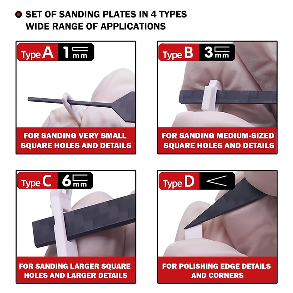Bastoncini di Carteggiatura In Fibra di Carbonio (4 PCS) per Modelli In Scala per Strumenti di Rettifica di Dettagli A Forma Speciale