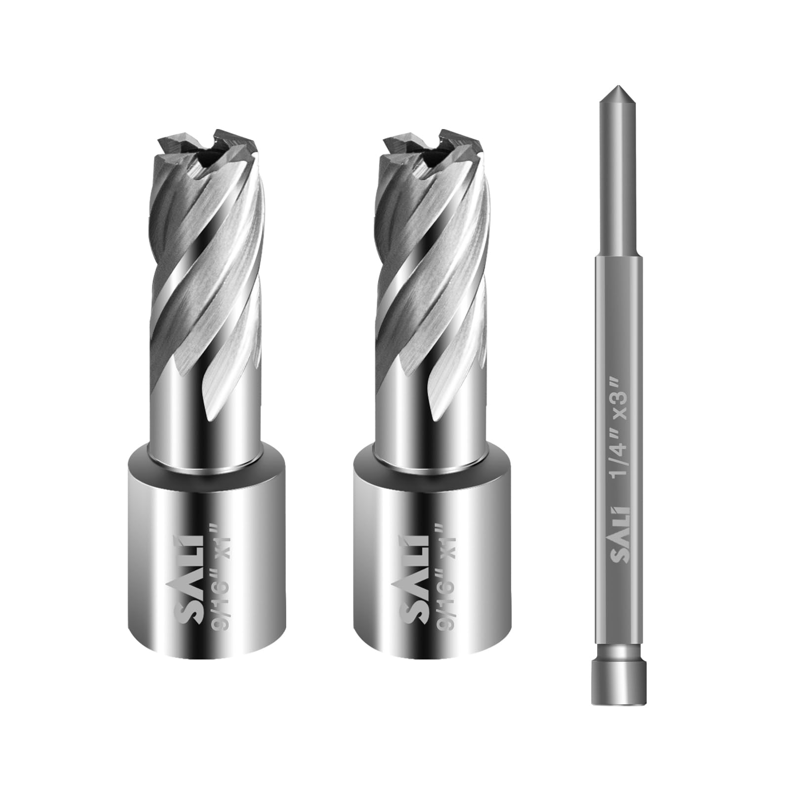 SALI 2 pcs Annular Cutter Diameter 9/16 Inch with Weldon Shank 3/4" (with 2 Flats) Cutting Depth 1" Mag Drill Bit for Magnetic Drill Press HSS Fully