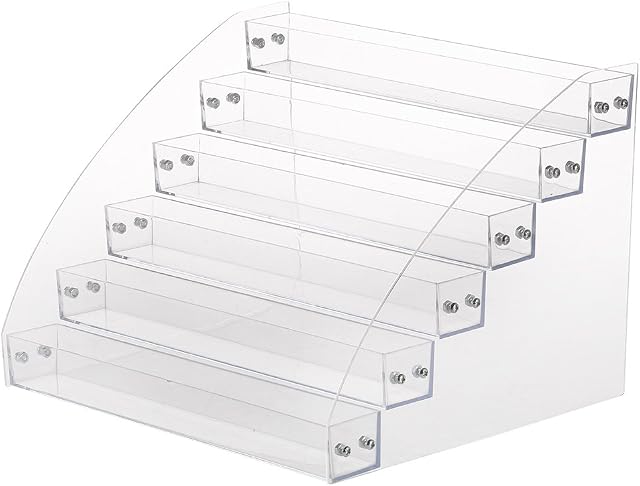 Yagosodee Makeup Display Rack Acrylic, Clear Organizer Holder Polish Nail Stand Cosmetic Rack Durable Lipstick Storage Holder Six Layers