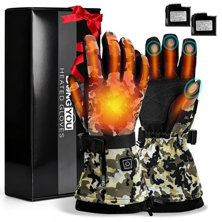 COVVY Heated Gloves for Men Women, 7.4V 3000mAH Rechargeable Battery Touchscreen Ski Heating Gloves, 3 Adjustable Heating Levels, Hand Warmer for Winter Skiing Hunting Cycling Camping (XL)