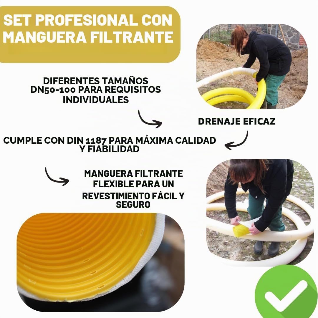 Tubo de Drenaje Amarillo DN 50 Perforado de 10 M