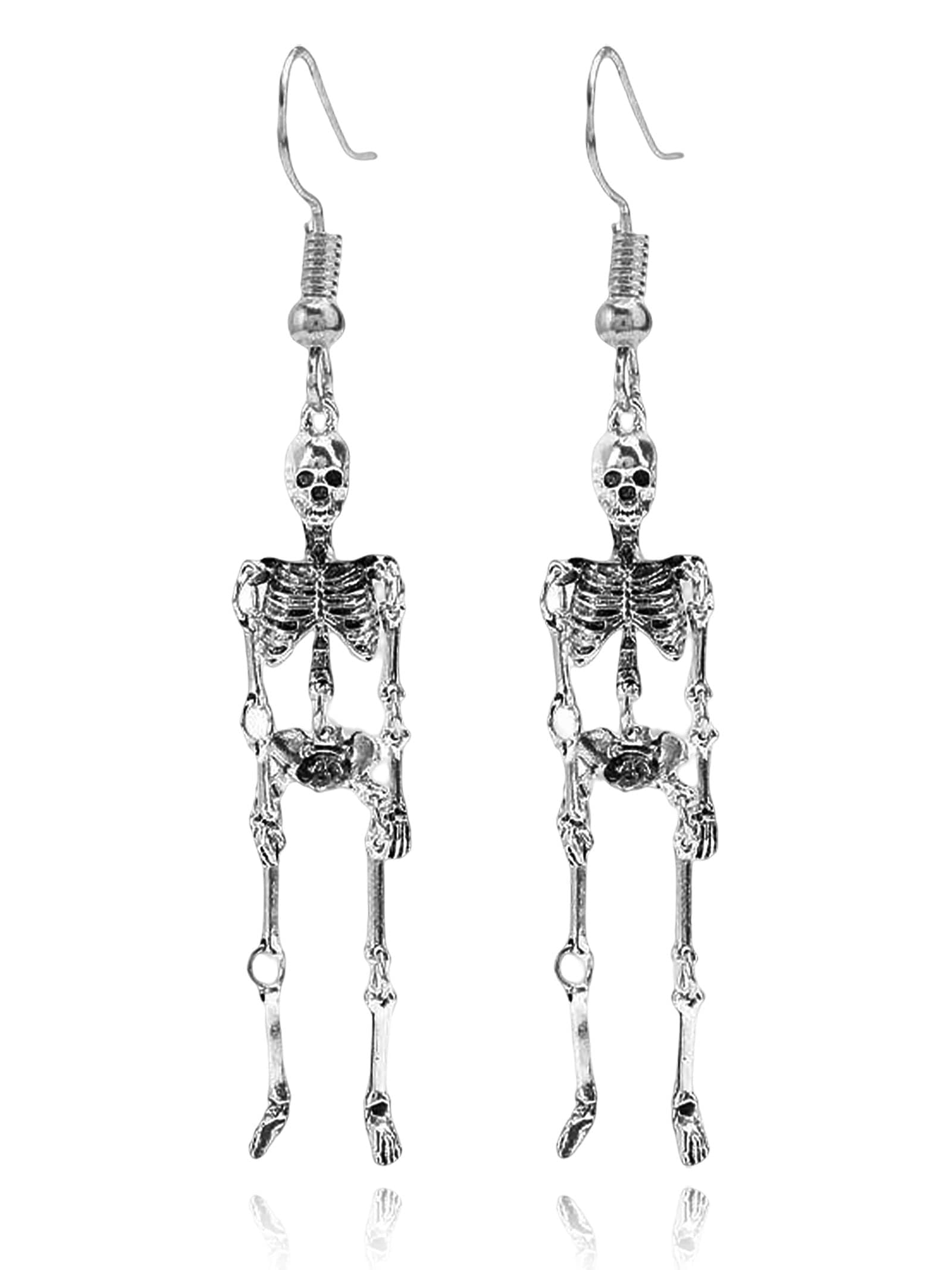 Halloween Skeleton Earrings for Women Gothic Skull Ear Cuffs Non Piercing Gothic Jewelry Halloween Costume Accessories Woman 2025 Party Favors, Metal, No Gemstone