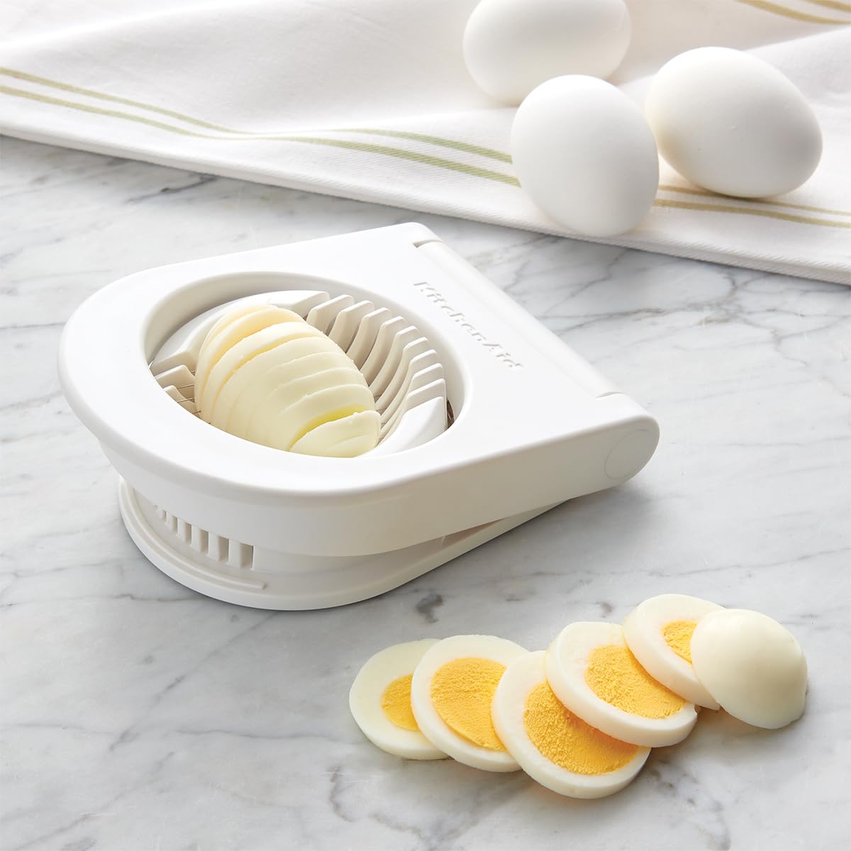 KitchenAid Krajalnica do jajek 11 cm, narzędzie do cięcia lodu z drutami stalowymi, biała