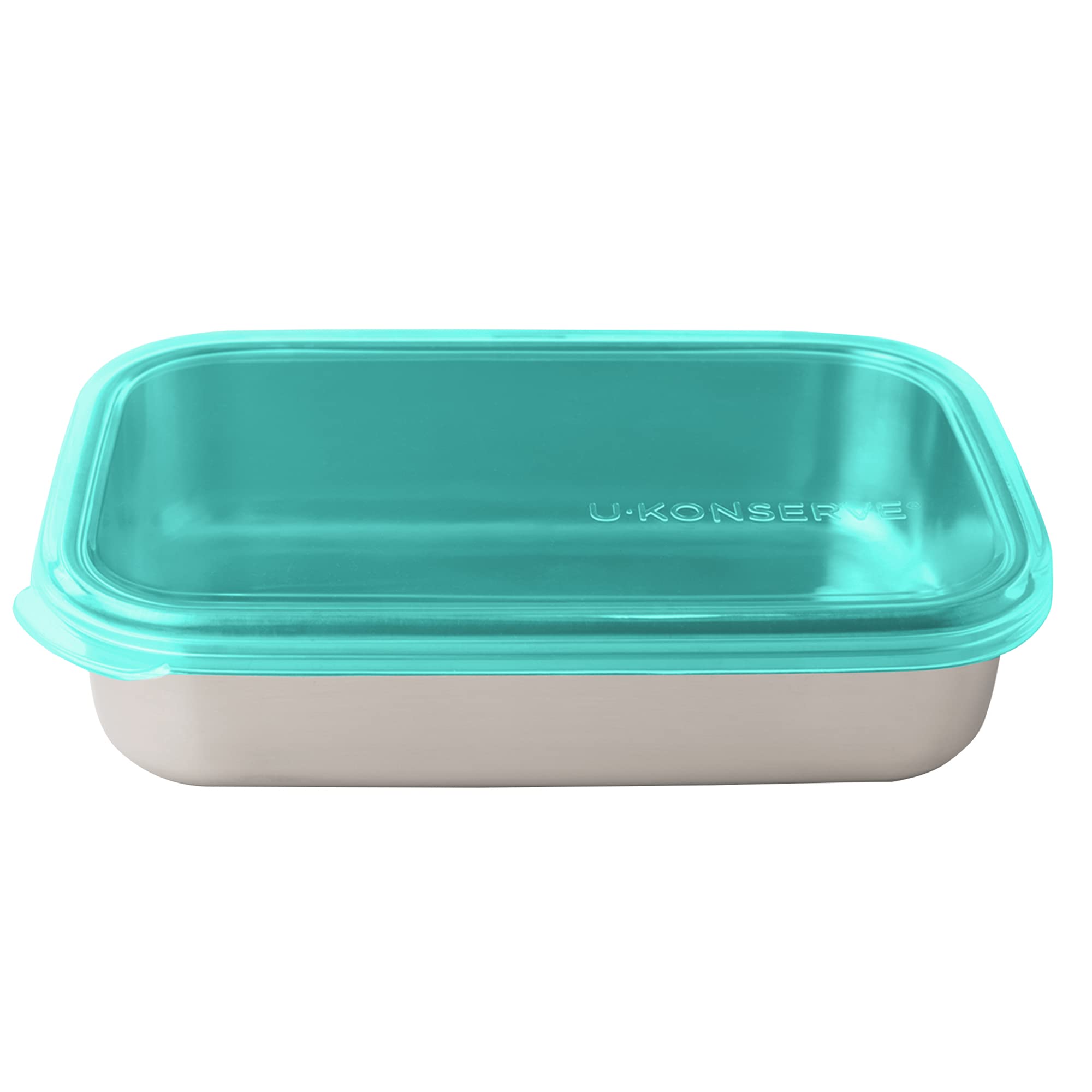 U KonserveStainless Steel Rectangle Food Storage Bento Box Container, Leak Proof Silicone Lid Dishwasher Safe - Plastic Free, (25oz Island Teal)