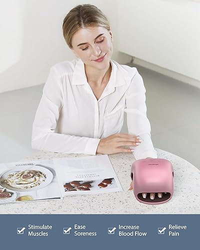 Miniatura 3 de CINCOM Masajeador de manos - Masajeador de manos inalámbrico con calor y compresión para artritis y túnel carpiano, regalos para mujeres (rosa)