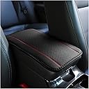 Car Armrest Storage Box Mat, Fiber Leather Car Center Console Cover, Car Armrest Seat Box Cover Accessories Interior Protection for Most Vehicle, SUV, Truck, Car (Black/Red)