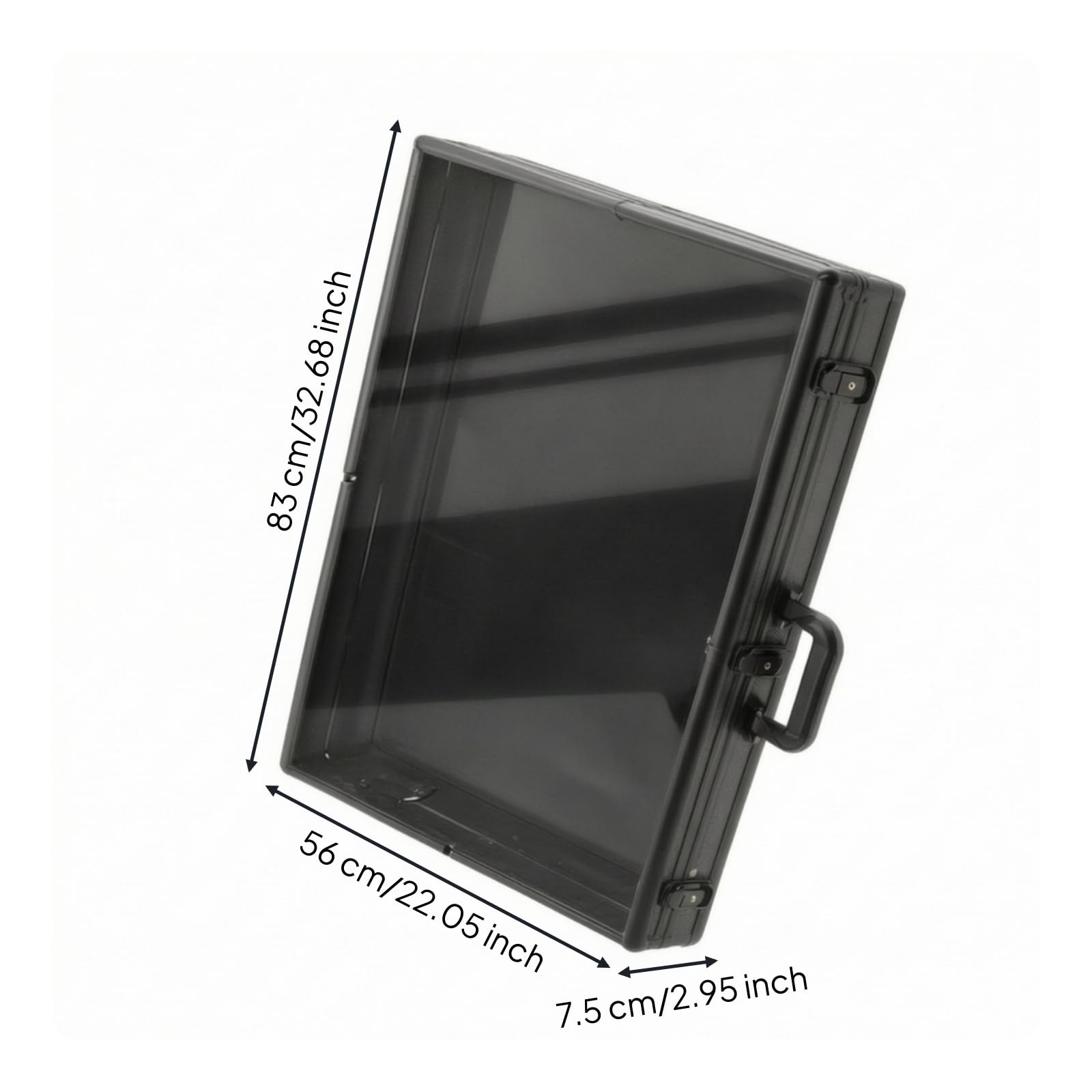 Aluminium Aufbewahrungskoffer Aufbewahrungsbox Transportkoffer Vitrinenkoffer mit Sichtfenster chließbar Eva Gepolstert für Musterpräsentation Messen , 83 X 56 X 7.5 cm , Schwarz