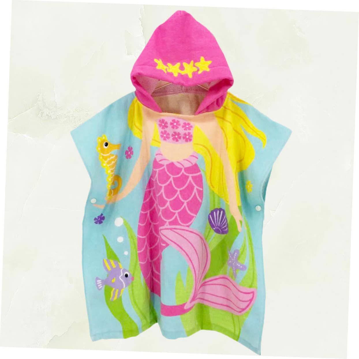 Toalla Infantil con Capucha de Algodón para Playa y Baño Diseño de Sirena y Ligera para Ropa de Playa y Bata de Ducha