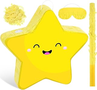 Hicarer Yellow Pinata Star Pinata for Kids Star Birthday Pinata Star Yellow Foil Party Supplies Favors Pinata Decor for Kids Birthday Party Twinkle Twinkle Little Star Gender Reveal Baby Shower