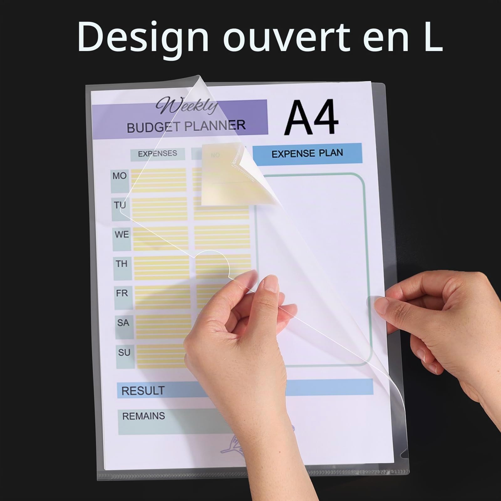 Chemise Plastique A4, Lot de 40 Pochettes Transparentes | Classeur Polypropylène 180 Microns, Document Cut Flush Folder