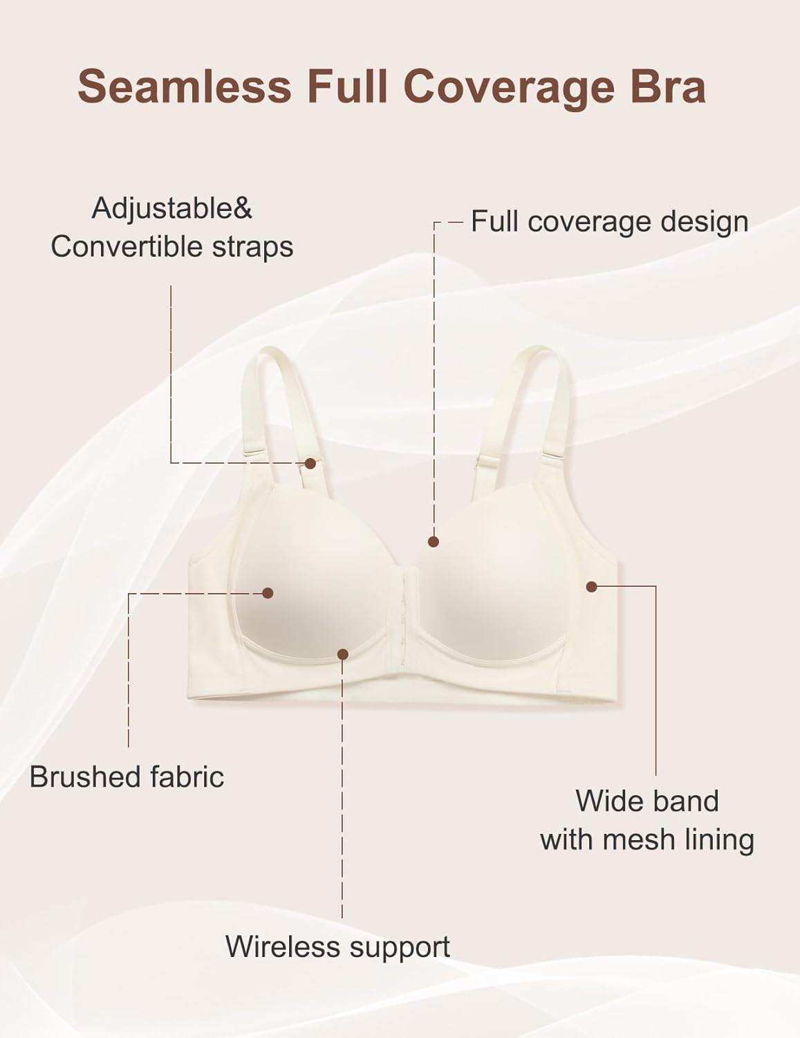 Front Closure Bras for Women Wireless Smooth T Shirt Brassiere Hide Back Fat - Image 4