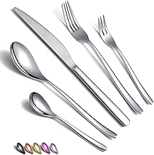 Set di Posate 30 Pezzi, set di Posate in Acciaio Inossidabile, Set di Posate Lucidate a Specchio, Set di Utensili Per 6 (Argento)
